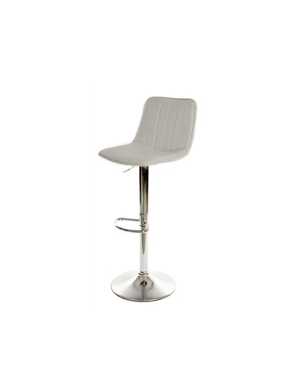 Taburete Goblin de similpiel gris claro, regulable, metal cromado