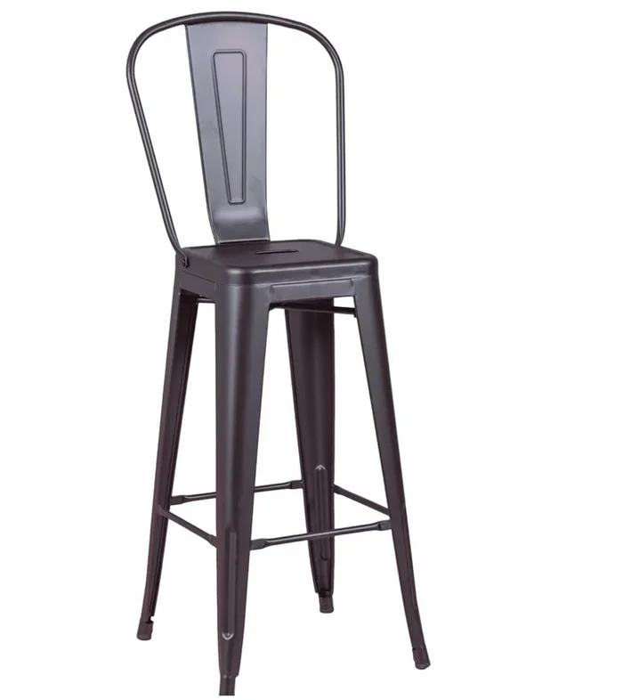 Taburete metálico en acero lacado con respaldo alto (76cm) – Bistro