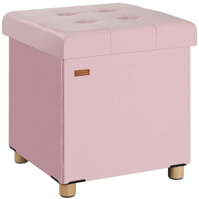 Taburete terciopelo rosa 42x38x38cm plegable