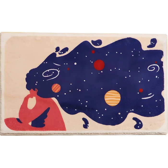 Tapete Infantil de Poliéster Antideslizante Alfombra Multicolor con Patrón de Cielo para Entrada – Azul 80 x 120 cm