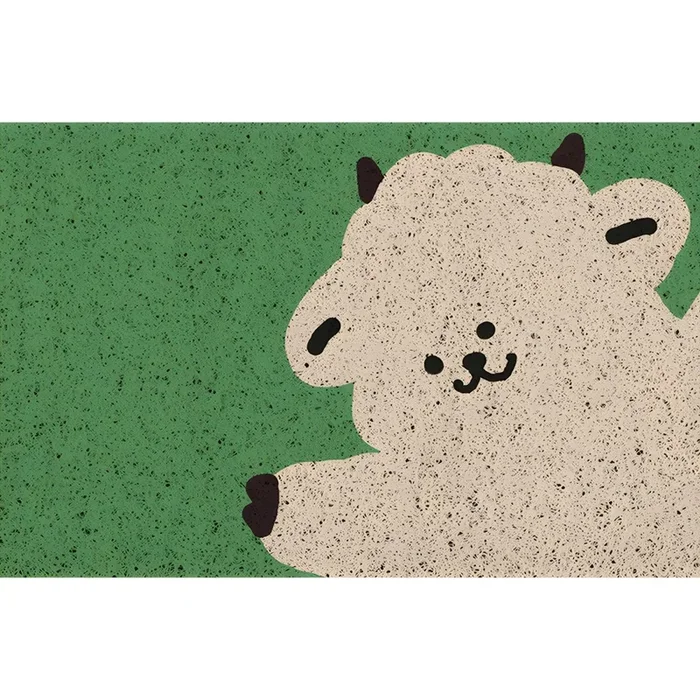 Tapete PVC Antideslizante Estilo Infantil Alfombra Multicolor con Patrón de Animal para Entrada, Mascota Amigable – Verde 60 x 90 cm