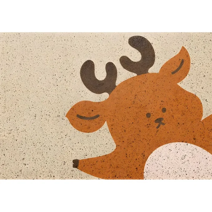 Tapete PVC Antideslizante Estilo Infantil Alfombra Multicolor con Patrón de Animal para Entrada, Mascota Amigable – Caqui 80 x 120 cm