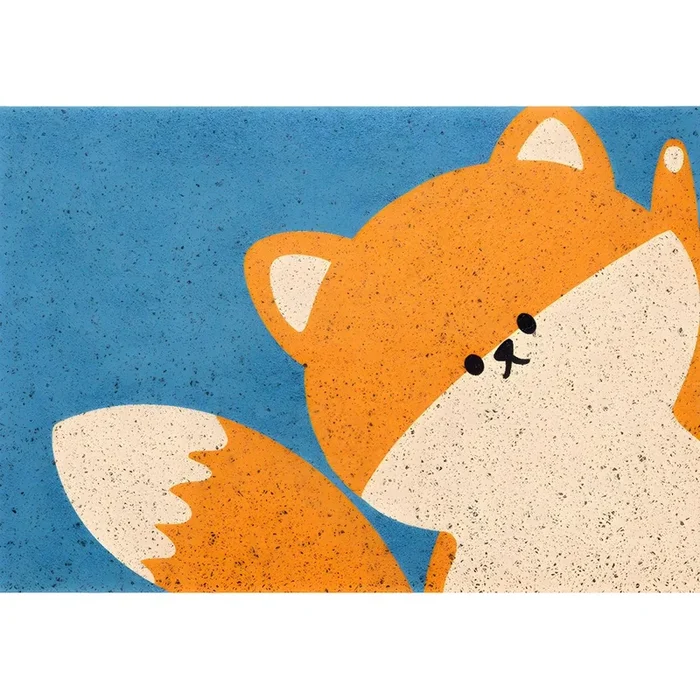 Tapete PVC Antideslizante Estilo Infantil Alfombra Multicolor con Patrón de Animal para Entrada, Mascota Amigable – Azul 50 x 80 cm