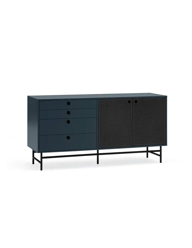 TEULAT APARADOR PUNTO 150×47, DM lacado azul y metal negro
