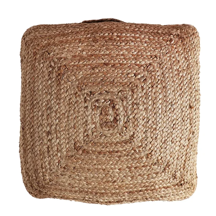 Thiesi Puff, de Yute, en color Natural, de 48x48x15cm – Lastdeco