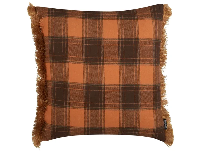 Throw Cushion BARJA 45 x 45 cm Orange Checked