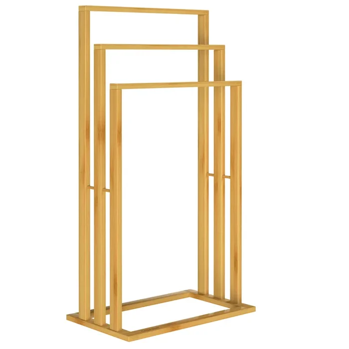 Toallero baño de pie bambú con 3 barras 40x24x82cm