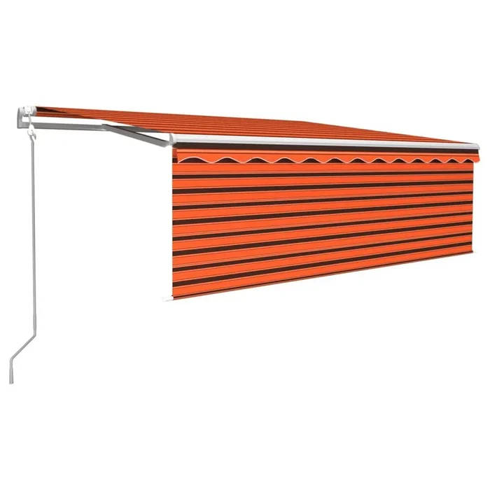 Toldo automático retráctil con persiana naranja y marrón 4x3m VidaXL