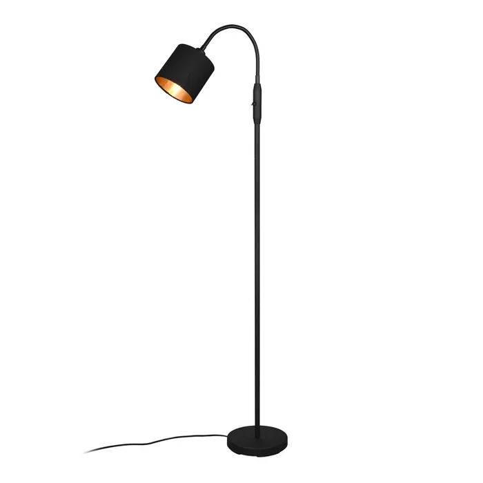 Tommy lámpara de pie, negro/oro, altura 130 cm, metal/tejido