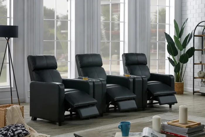 Toohey Black Upholstered Tufted Recliner Living Room Set