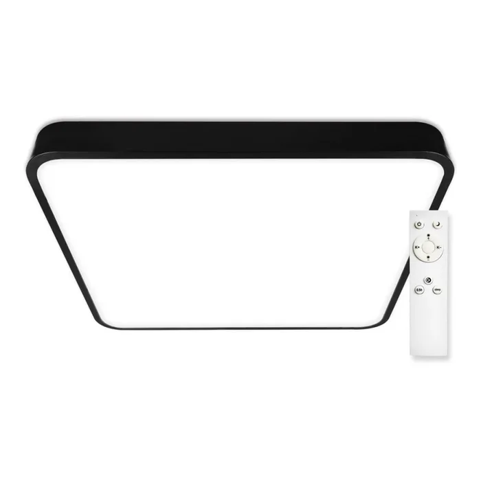 Top Light – Plafón LED regulable METAL LED/60W/230V cuadrado negro + control remoto