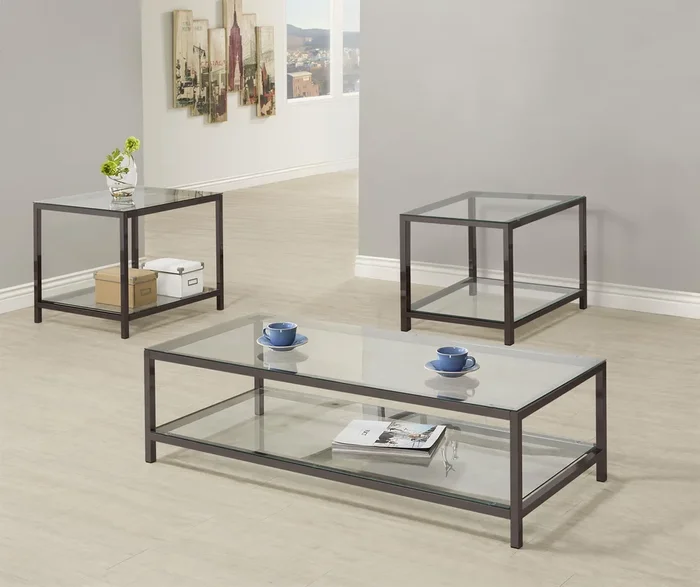 Trini Black Nickel 3-Piece Coffee and End Table Set