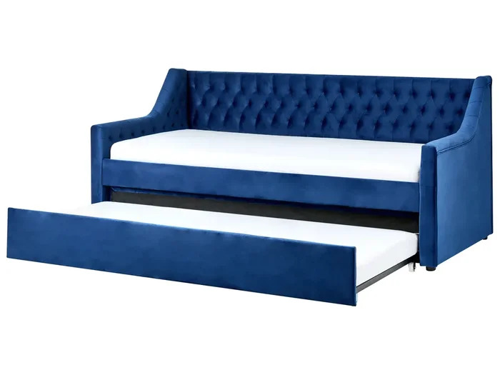 Trundle Bed Velvet MONTARGIS 90 x 200 cm (EU Single) Navy Blue