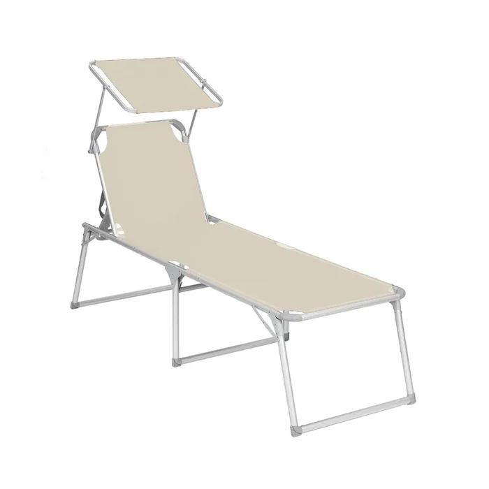 Tumbona 65 x 200 x 48 cm Beige-SONGMICS