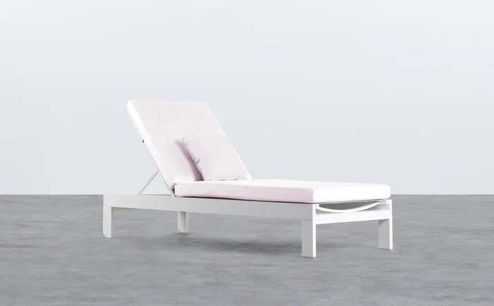 Tumbona con Cojín Desenfundable y Cojín Cuadrado New Kreta Blanco Polar Blanco – The Masie