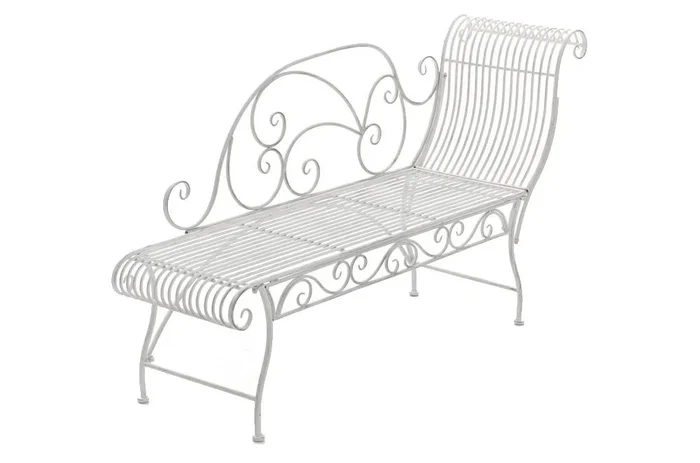 Tumbona de Jardin Karma Metal Blanco antiguo 46X156X78 cm
