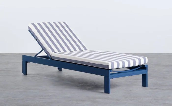 Tumbona Reclinable con Cojín de Aluminio y Tela New Kreta Azul Sapphire Azul Silvery – The Masie