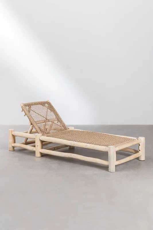 Tumbona Reclinable en Madera de Teca Bientina Marrón Madera Natural – SKLUM