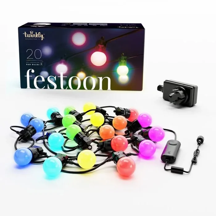 Twinkly – LED RGB Regulable exterior cadena decorativa FESTOON 20xLED 14m IP44 Wi-Fi