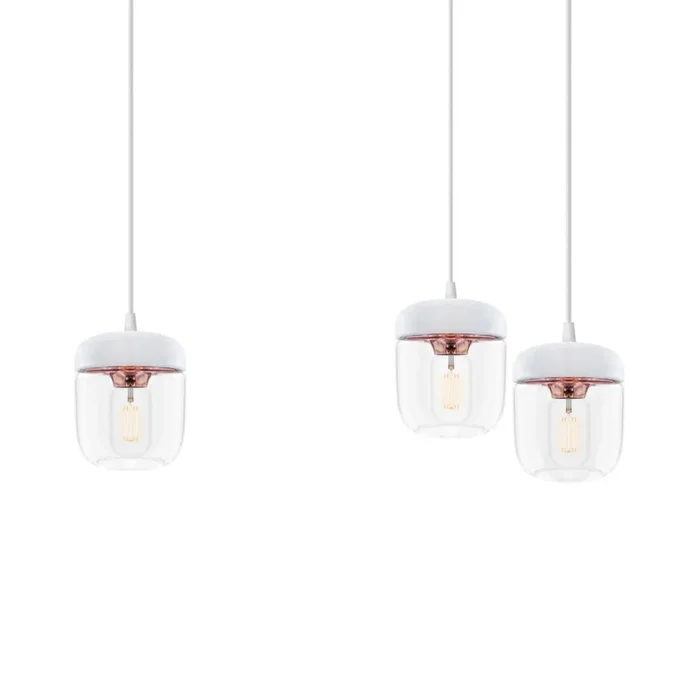 UMAGE Acorn lámpara colgante 3 luces blanco/cobre