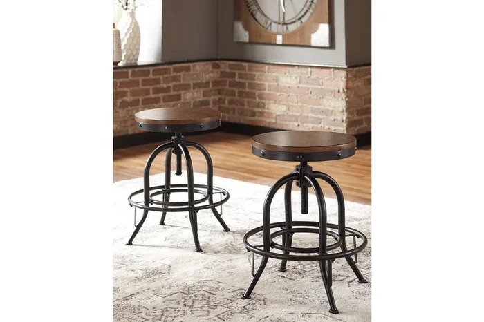 Valebeck Brown/Black Counter Height Barstool, Set of 2