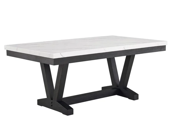 Vance White and Black Faux Marble Dining Table
