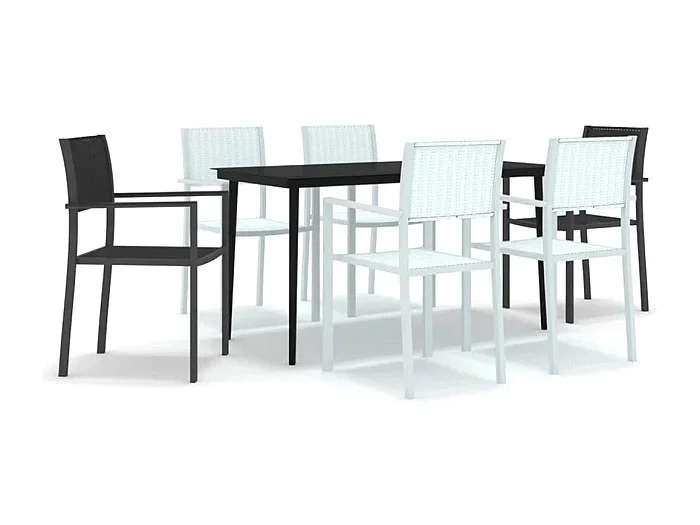 Vejby Juego de comedor para jardín 7 piezas blanco y negro