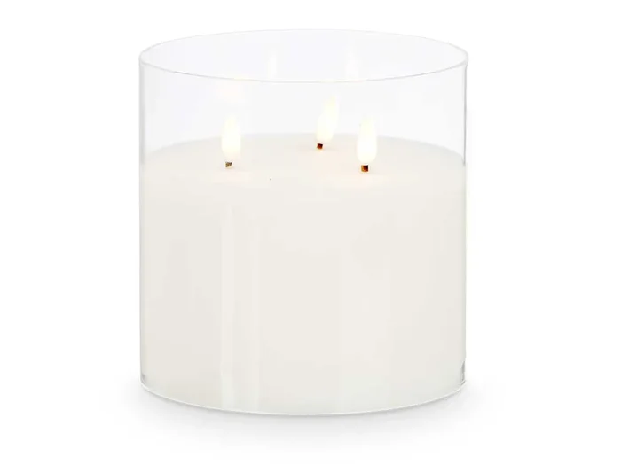Vela LED 3 luces vaso cristal 15cm