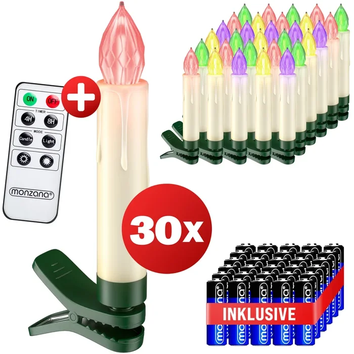 Velas LED árbol de Navidad set de 30 multicolor incl pilas