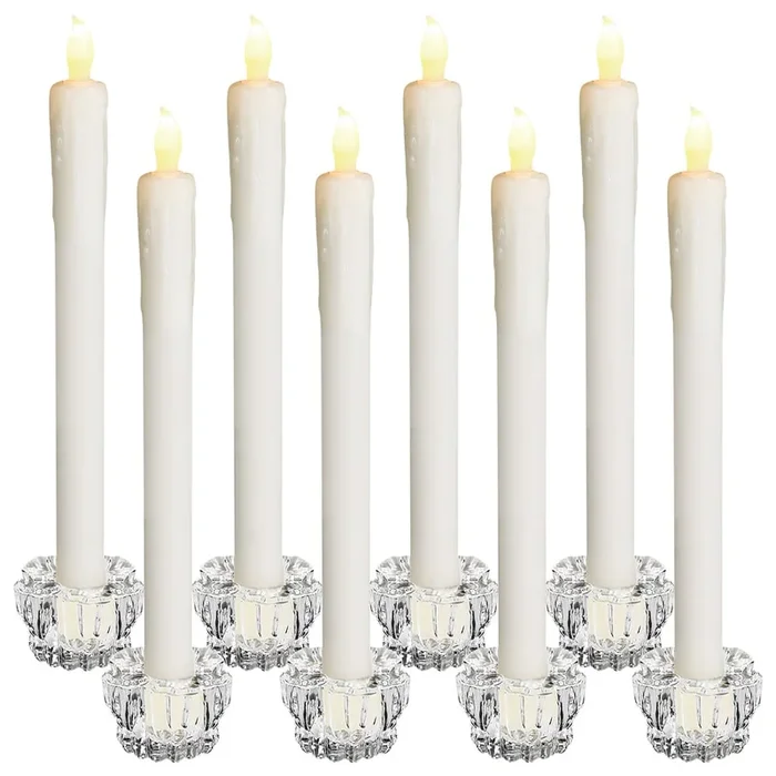 Velas LED con candelabros de cristal set de 8