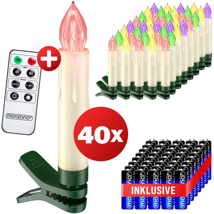 Velas LED inalámbricas set de 40 multicolor con pilas