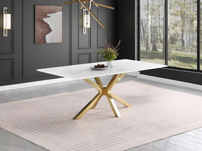 Venera White Rectangular 79-inch Faux Marble Dining Table