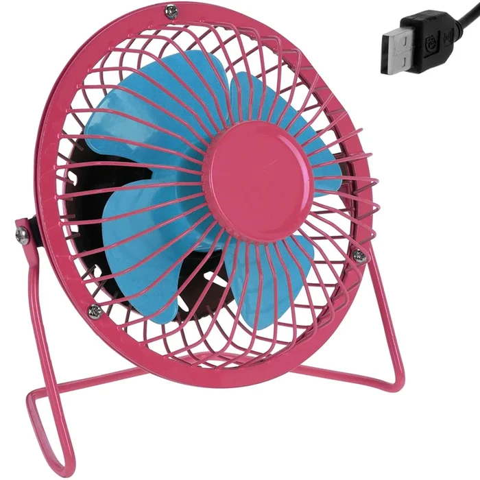 Ventilador USB de mesa metal rosa/azul 13,5cm diámetro