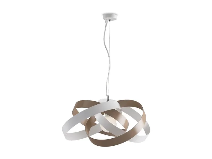 Vertigo – Lámpara colgante de hierro lacado blanco y gris tórtola con cable de acero orientable 1 luz 125 – Ø54 – BL156-1-BT