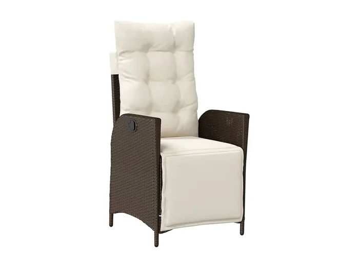 Vessira Set comedor de jardín 5 piezas y cojines ratán sintético marrón