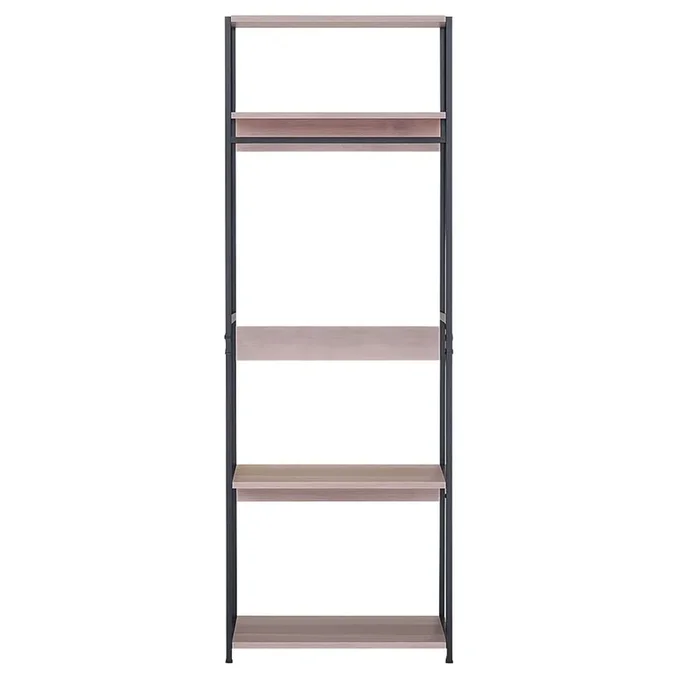 Vestidor Abierto Dormitorio Lofi 3 Estantes Barra Colgadora en Color Roble Cambrian y Negro 60x175x40 cm