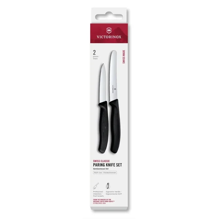 Victorinox – Juego de 2 cuchillos de cocina para verduras SWISS CLASSIC, negro