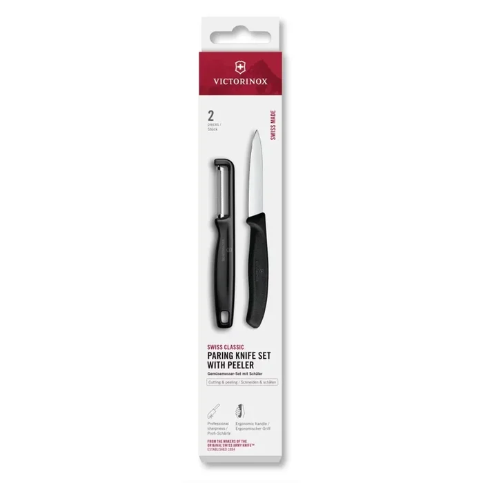Victorinox – Set de cuchillo de cocina con pelador SWISS CLASSIC, negro