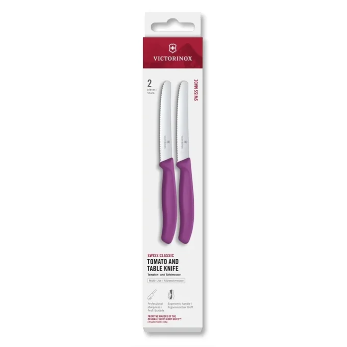 Victorinox – Set de cuchillos para verduras SWISS CLASSIC, hoja 11 cm, 2 piezas, color morado