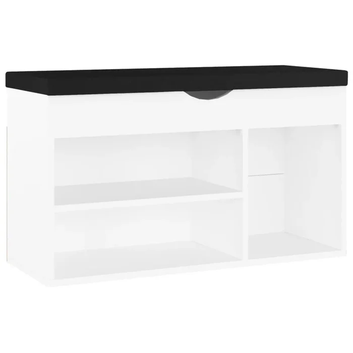 vidaXL Banco zapatero con cojín madera ingeniería blanco 80x30x47 cm