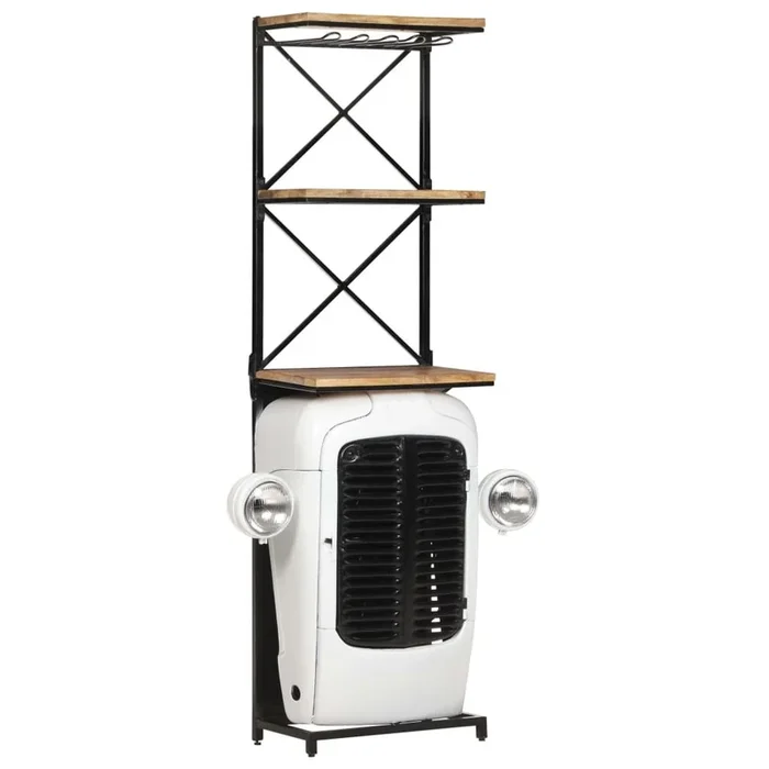 vidaXL Botellero forma de tractor madera de mango rugosa 49x31x172 cm