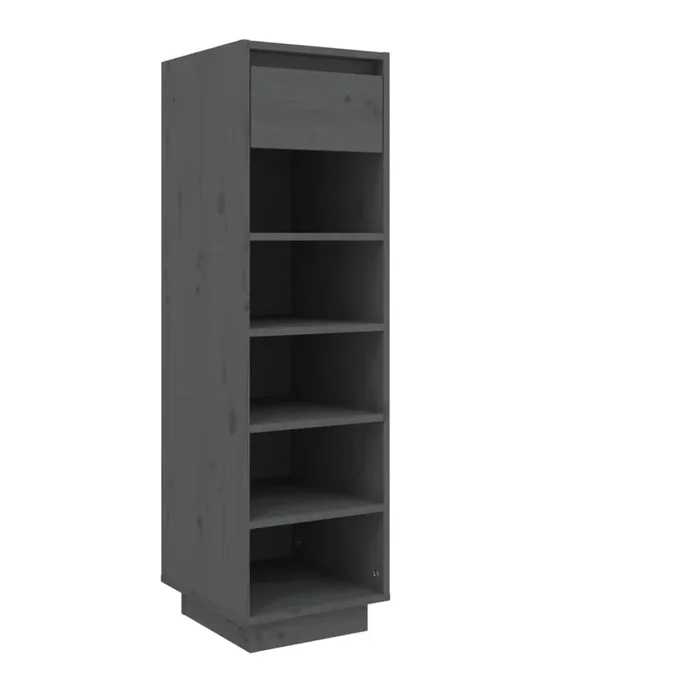 vidaXL Mueble zapatero de madera maciza de pino gris 30x34x105 cm