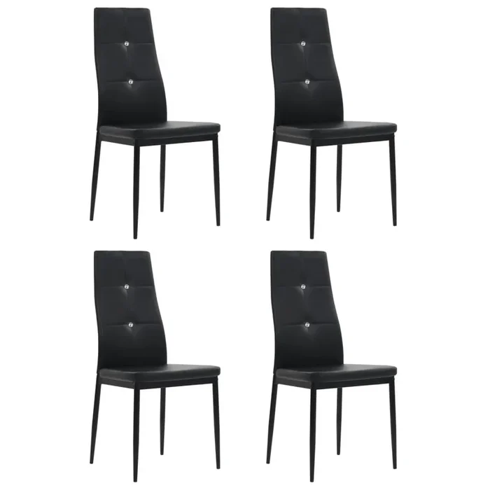vidaXL Sillas de comedor 4 unidades cuero sintético negro