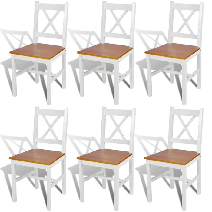 vidaXL Sillas de comedor 6 unidades madera de pino blanco