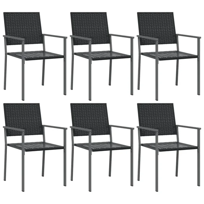 vidaXL Sillas de jardín 6 uds ratán sintético negro 54×62,5×89 cm