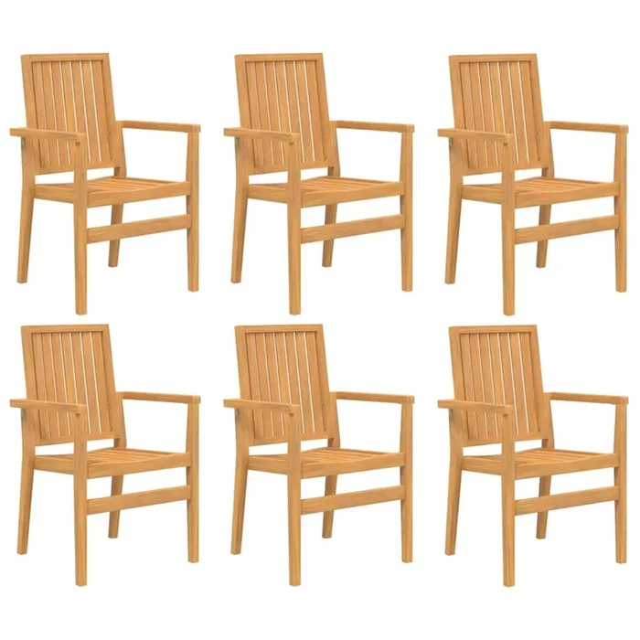 vidaXL Sillas de jardín apilables 6 uds madera de teca 56,5×57,5×91 cm