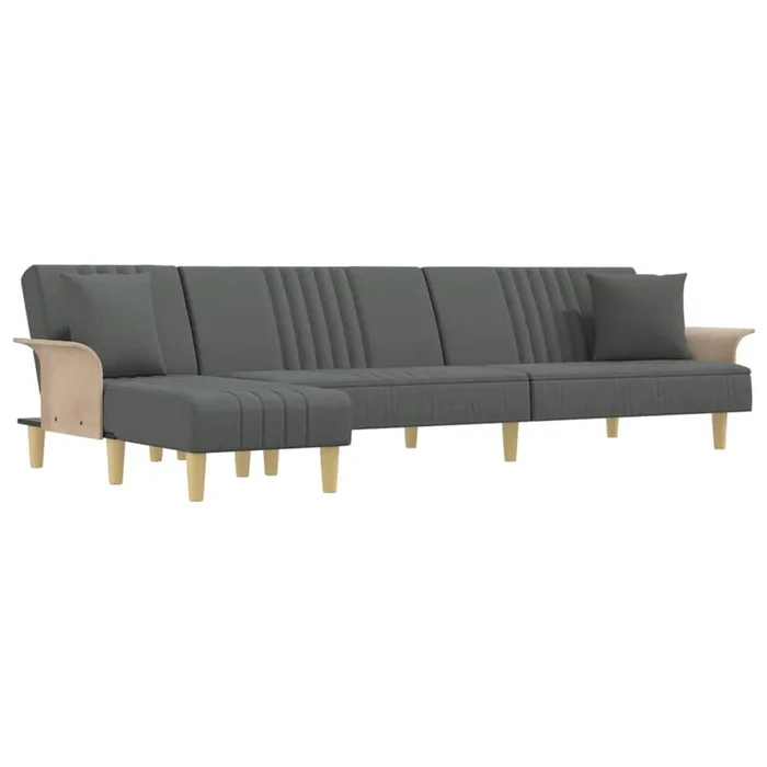 vidaXL Sofá cama en forma de L tela gris oscuro 279x140x70 cm