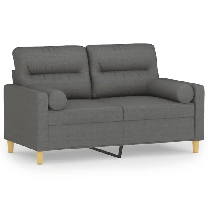 vidaXL Sofá de 2 plazas con cojines tela gris oscuro 120 cm