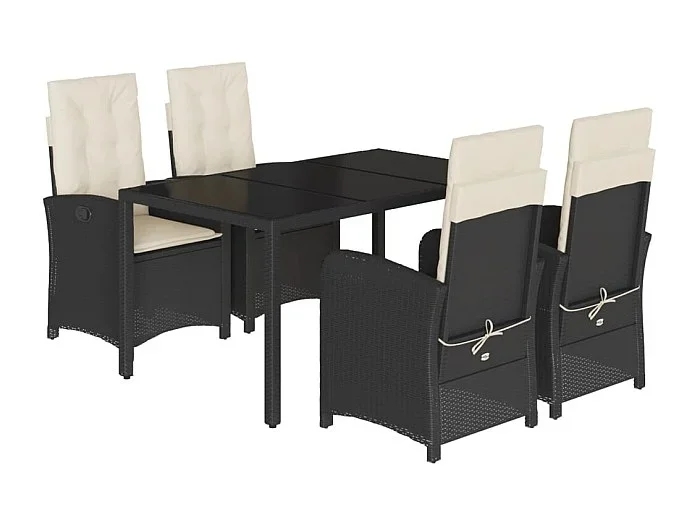 Vinkel Set de muebles jardín 5 pzas con cojines ratán sintético negro