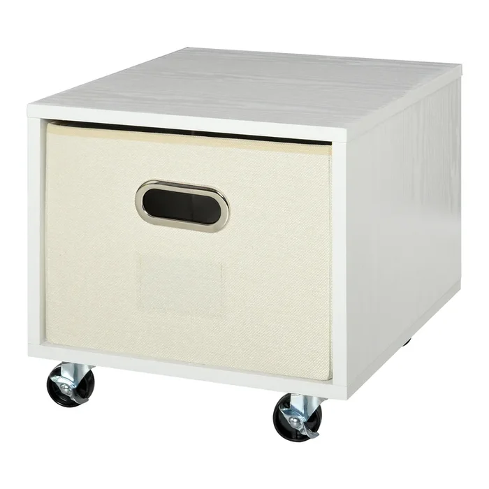 Vinsetto Cajonera Móvil con Caja de Almacenaje de Tela Plegable Cómoda de 1 Cajón para Archivos de Tamaño Convencional Oficina Estudio 36x40x35 cm Blanco